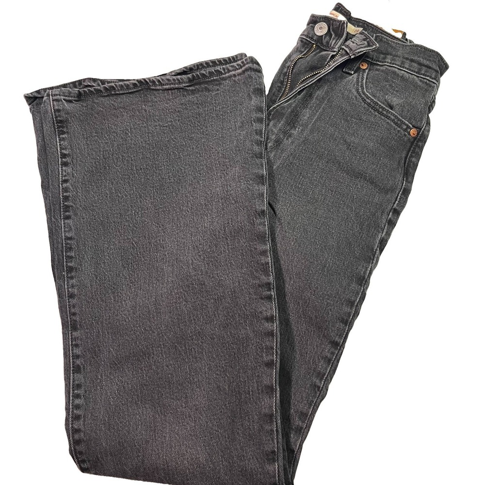 Levis Ribcage Bell Jeans Womens 24X34 Black Premium Flare Leg Cotton Denim Jeans